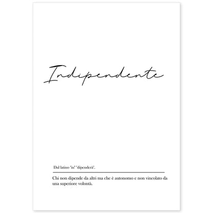 Lámina con definicion de palabras en italiano. Poster 'Independiente' de palabras con definiciones.-Artwork-Nacnic-A4-Sin marco-Nacnic Estudio SL