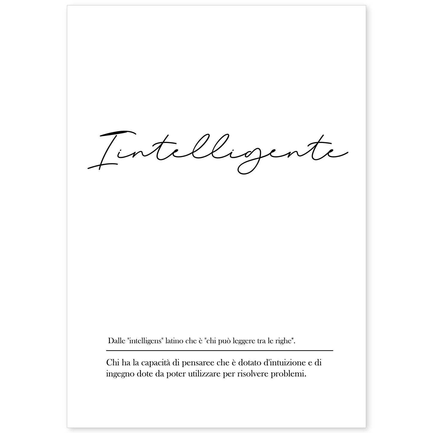 Lámina con definicion de palabras en italiano. Poster 'Intelligente' de palabras con definiciones.-Artwork-Nacnic-A4-Sin marco-Nacnic Estudio SL