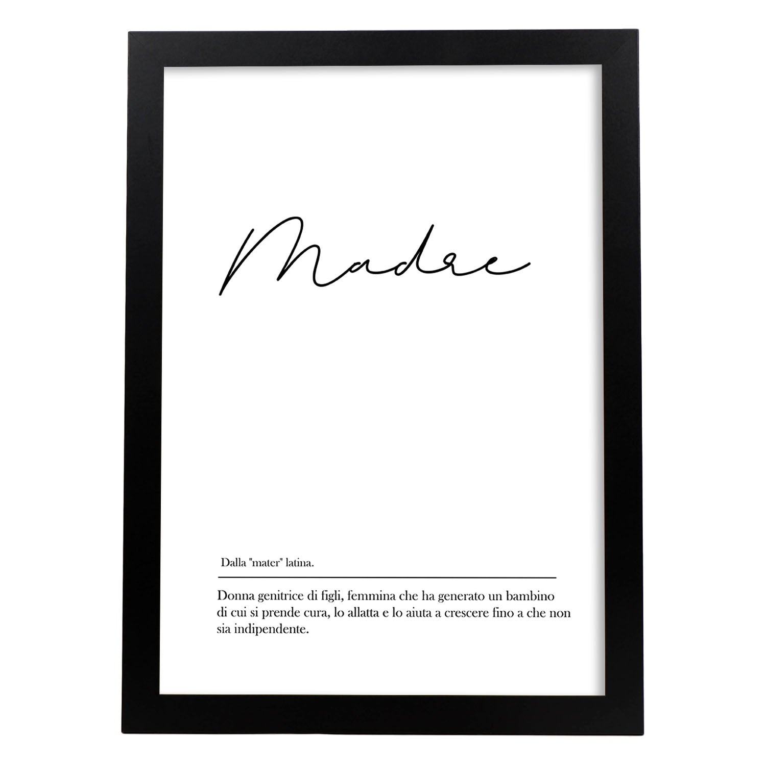 Lámina con definicion de palabras en italiano. Poster 'Madre' de palabras con definiciones.-Artwork-Nacnic-A3-Marco Negro-Nacnic Estudio SL