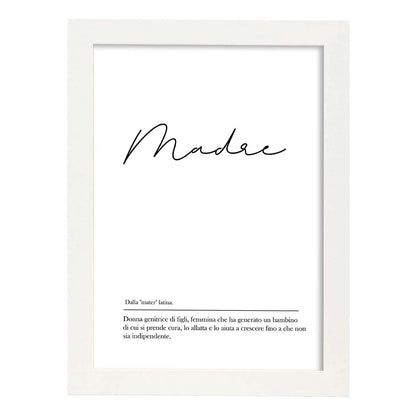 Lámina con definicion de palabras en italiano. Poster 'Madre' de palabras con definiciones.-Artwork-Nacnic-A4-Marco Blanco-Nacnic Estudio SL
