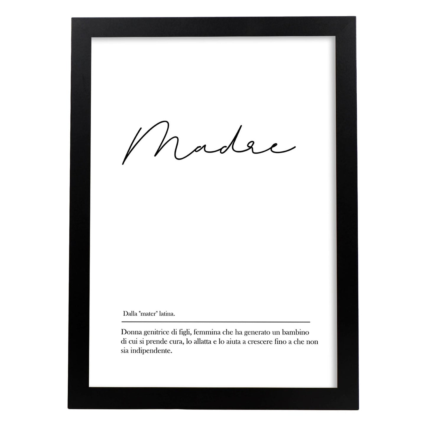 Lámina con definicion de palabras en italiano. Poster 'Madre' de palabras con definiciones.-Artwork-Nacnic-A4-Marco Negro-Nacnic Estudio SL