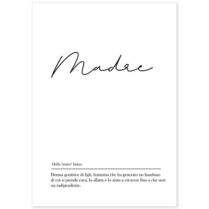 Lámina con definicion de palabras en italiano. Poster 'Madre' de palabras con definiciones.-Artwork-Nacnic-A4-Sin marco-Nacnic Estudio SL
