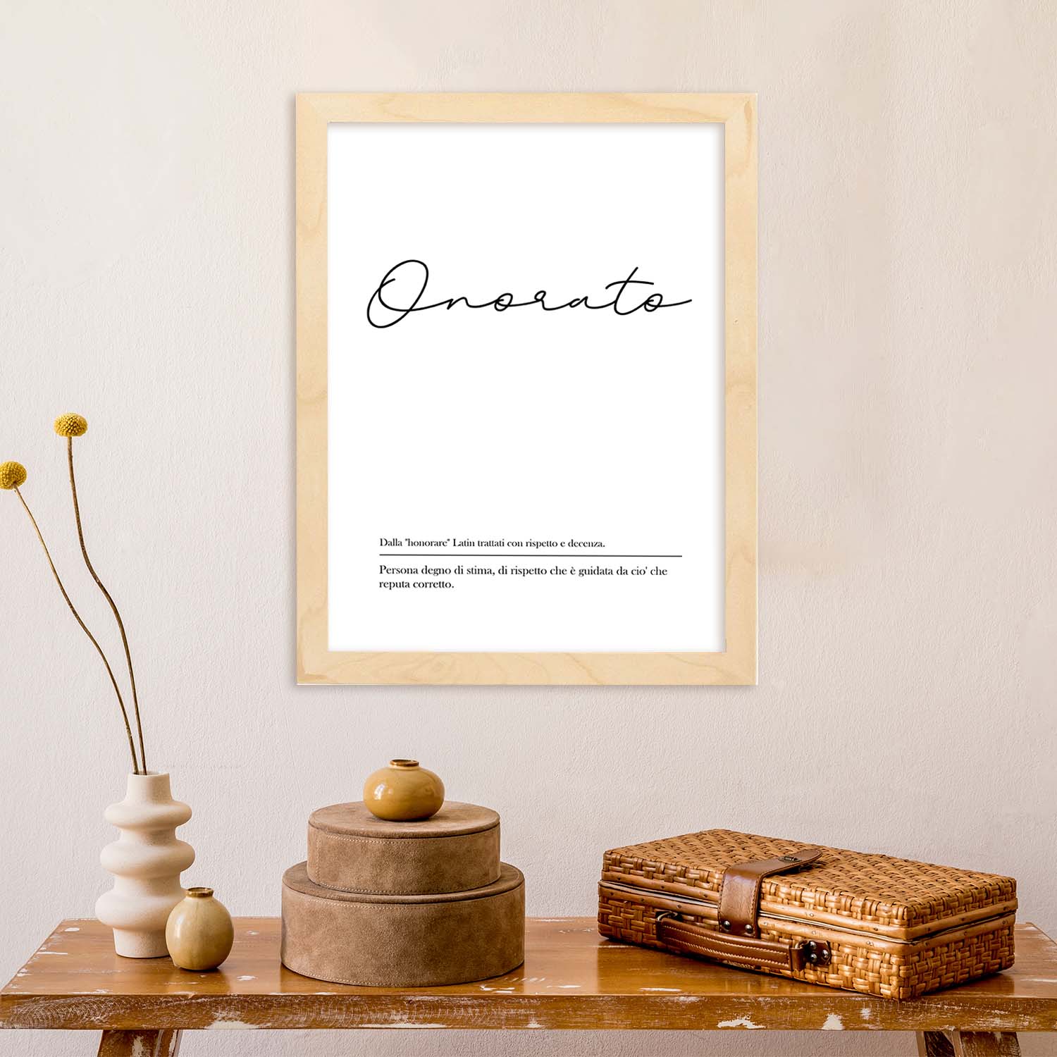 Lámina con definicion de palabras en italiano. Poster 'Onorato' de palabras con definiciones.-Artwork-Nacnic-Nacnic Estudio SL