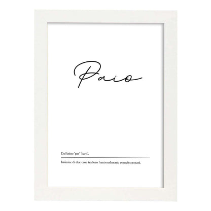 Lámina con definicion de palabras en italiano. Poster 'Paio' de palabras con definiciones.-Artwork-Nacnic-A4-Marco Blanco-Nacnic Estudio SL