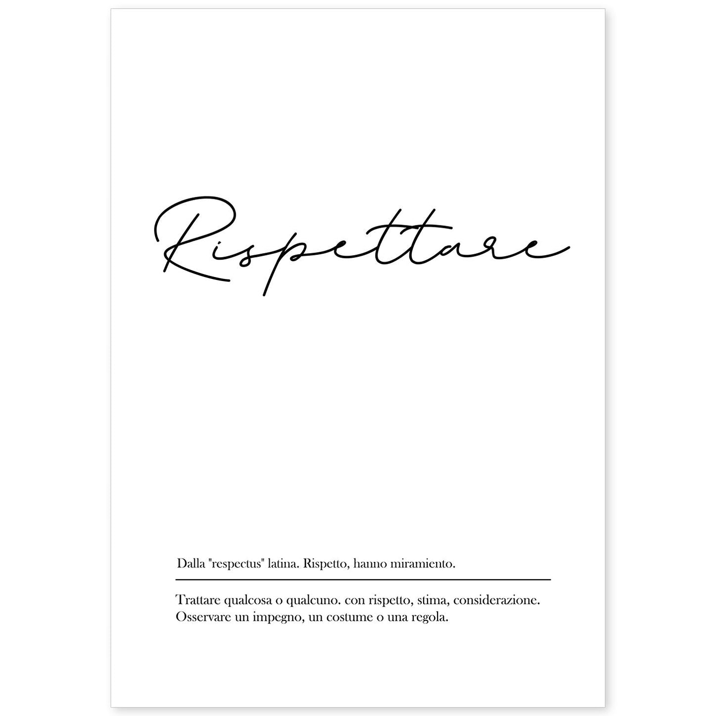 Lámina con definicion de palabras en italiano. Poster 'Rispettare' de palabras con definiciones.-Artwork-Nacnic-A4-Sin marco-Nacnic Estudio SL