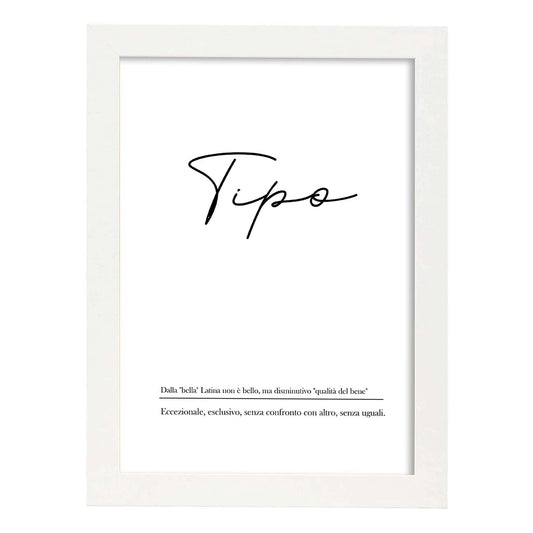 Lámina con definicion de palabras en italiano. Poster 'Tipo' de palabras con definiciones.-Artwork-Nacnic-A4-Marco Blanco-Nacnic Estudio SL
