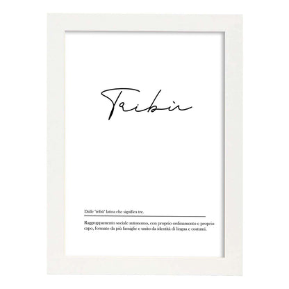 Lámina con definicion de palabras en italiano. Poster 'Tribu' de palabras con definiciones.-Artwork-Nacnic-A4-Marco Blanco-Nacnic Estudio SL