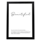 Lámina con definicion en inglés de Beautiful. Poster de palabras con definiciones.-Artwork-Nacnic-A3-Marco Negro-Nacnic Estudio SL