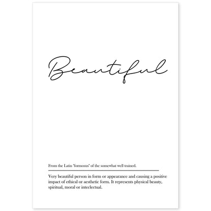 Lámina con definicion en inglés de Beautiful. Poster de palabras con definiciones.-Artwork-Nacnic-A4-Sin marco-Nacnic Estudio SL