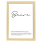 Lámina con definicion en inglés de Brave. Poster de palabras con definiciones.-Artwork-Nacnic-A4-Marco Madera clara-Nacnic Estudio SL