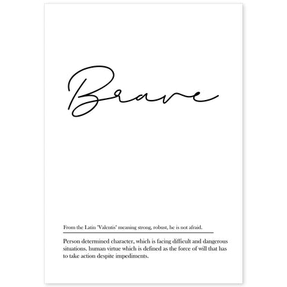 Lámina con definicion en inglés de Brave. Poster de palabras con definiciones.-Artwork-Nacnic-A4-Sin marco-Nacnic Estudio SL
