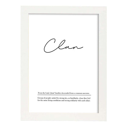 Lámina con definicion en inglés de Clan. Poster de palabras con definiciones.-Artwork-Nacnic-A4-Marco Blanco-Nacnic Estudio SL