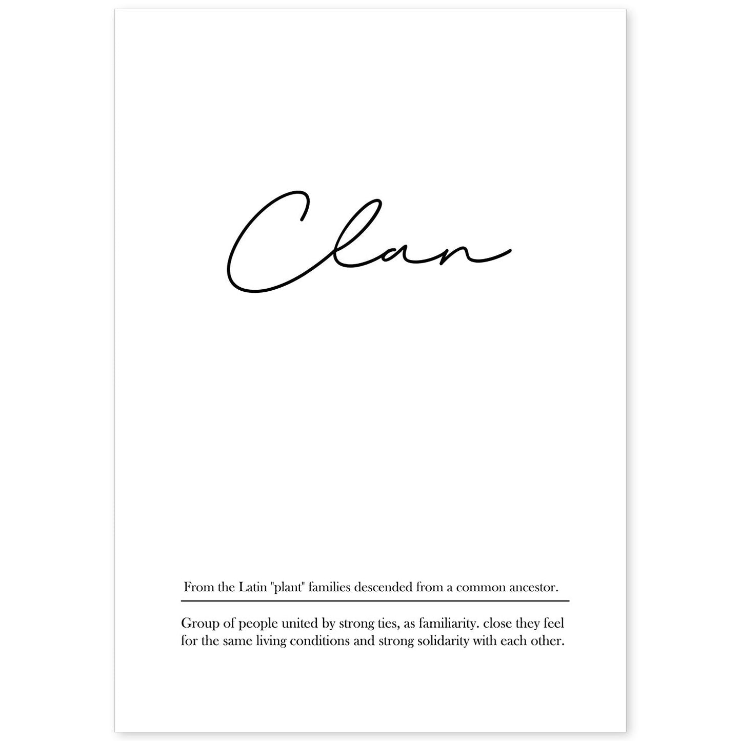 Lámina con definicion en inglés de Clan. Poster de palabras con definiciones.-Artwork-Nacnic-A4-Sin marco-Nacnic Estudio SL