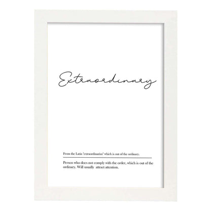 Lámina con definicion en inglés de Extraordinary. Poster de palabras con definiciones.-Artwork-Nacnic-A4-Marco Blanco-Nacnic Estudio SL