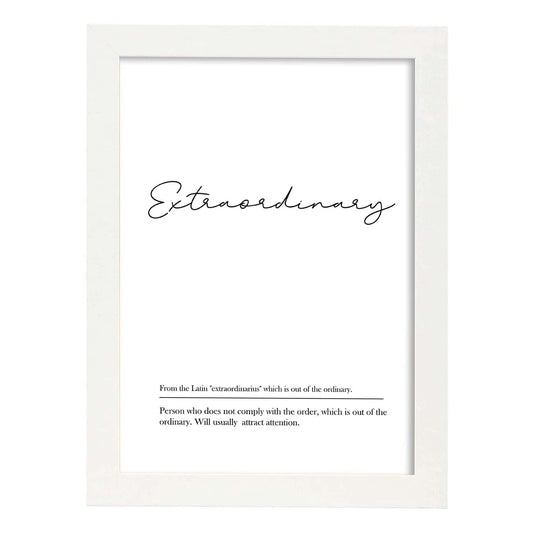 Lámina con definicion en inglés de Extraordinary. Poster de palabras con definiciones.-Artwork-Nacnic-A4-Marco Blanco-Nacnic Estudio SL