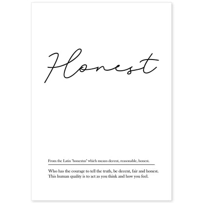 Lámina con definicion en inglés de Honest. Poster de palabras con definiciones.-Artwork-Nacnic-A4-Sin marco-Nacnic Estudio SL