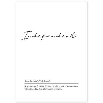 Lámina con definicion en inglés de Independent. Poster de palabras con definiciones.-Artwork-Nacnic-A4-Sin marco-Nacnic Estudio SL
