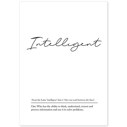 Lámina con definicion en inglés de Intelligent. Poster de palabras con definiciones.-Artwork-Nacnic-A4-Sin marco-Nacnic Estudio SL