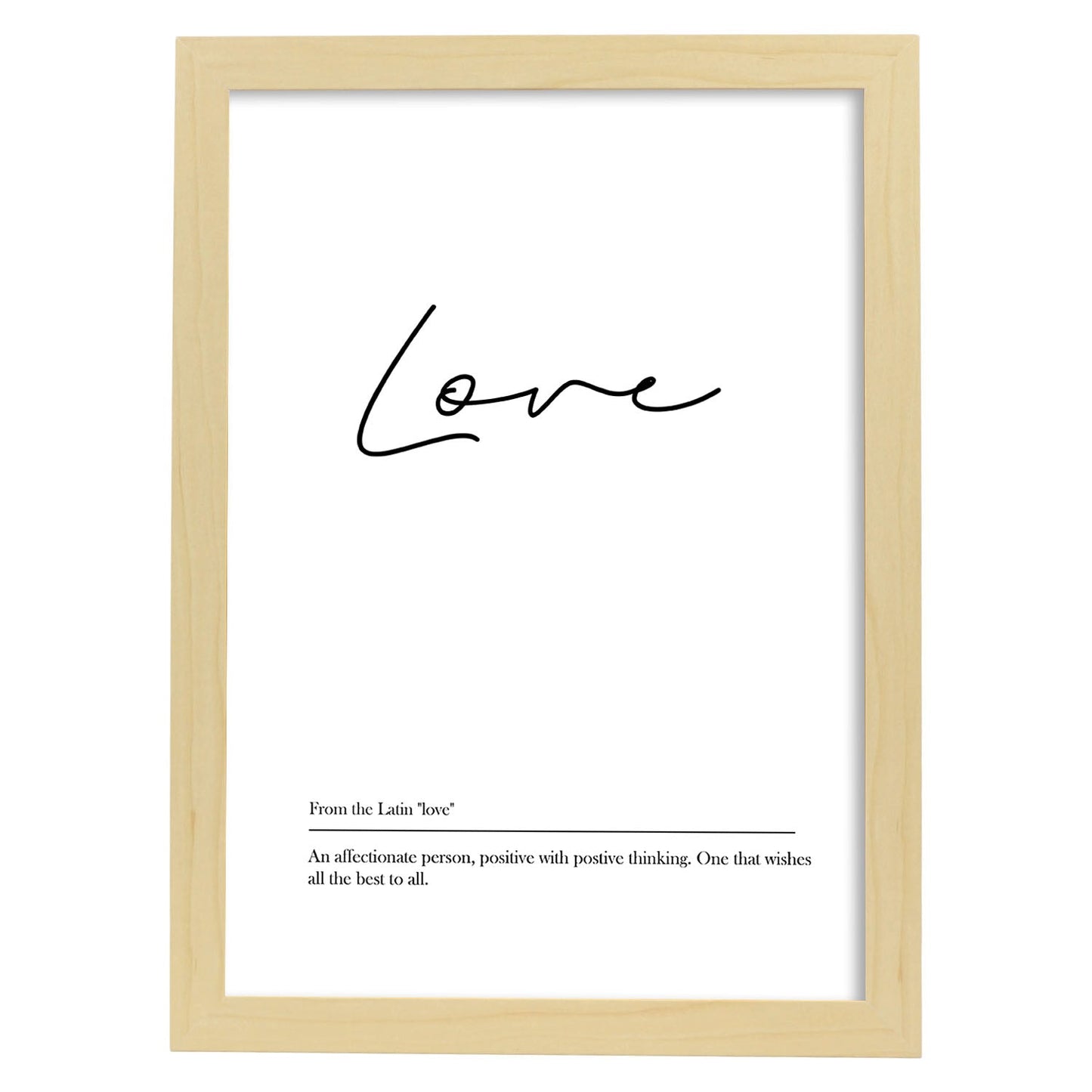 Lámina con definicion en inglés de Love. Poster de palabras con definiciones.-Artwork-Nacnic-A3-Marco Madera clara-Nacnic Estudio SL