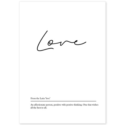 Lámina con definicion en inglés de Love. Poster de palabras con definiciones.-Artwork-Nacnic-A4-Sin marco-Nacnic Estudio SL