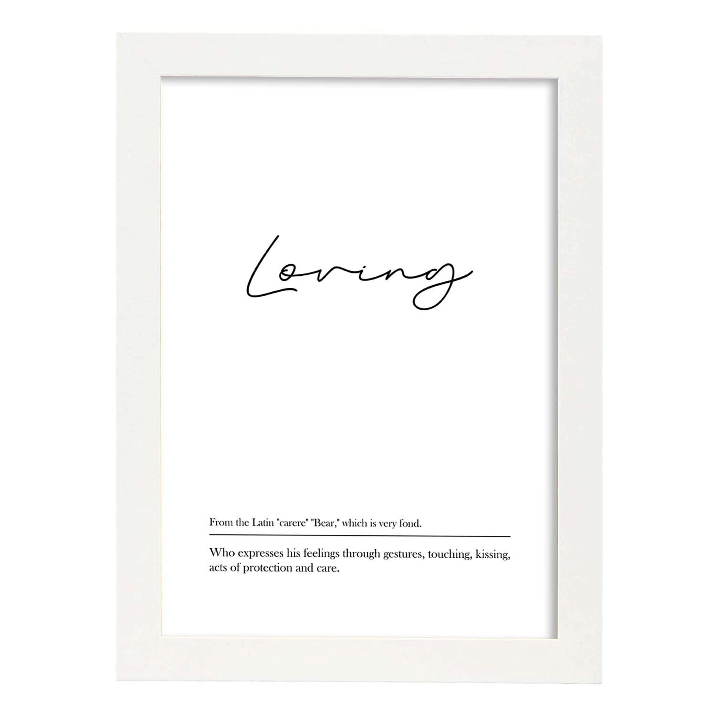 Lámina con definicion en inglés de Loving. Poster de palabras con definiciones.-Artwork-Nacnic-A3-Marco Blanco-Nacnic Estudio SL
