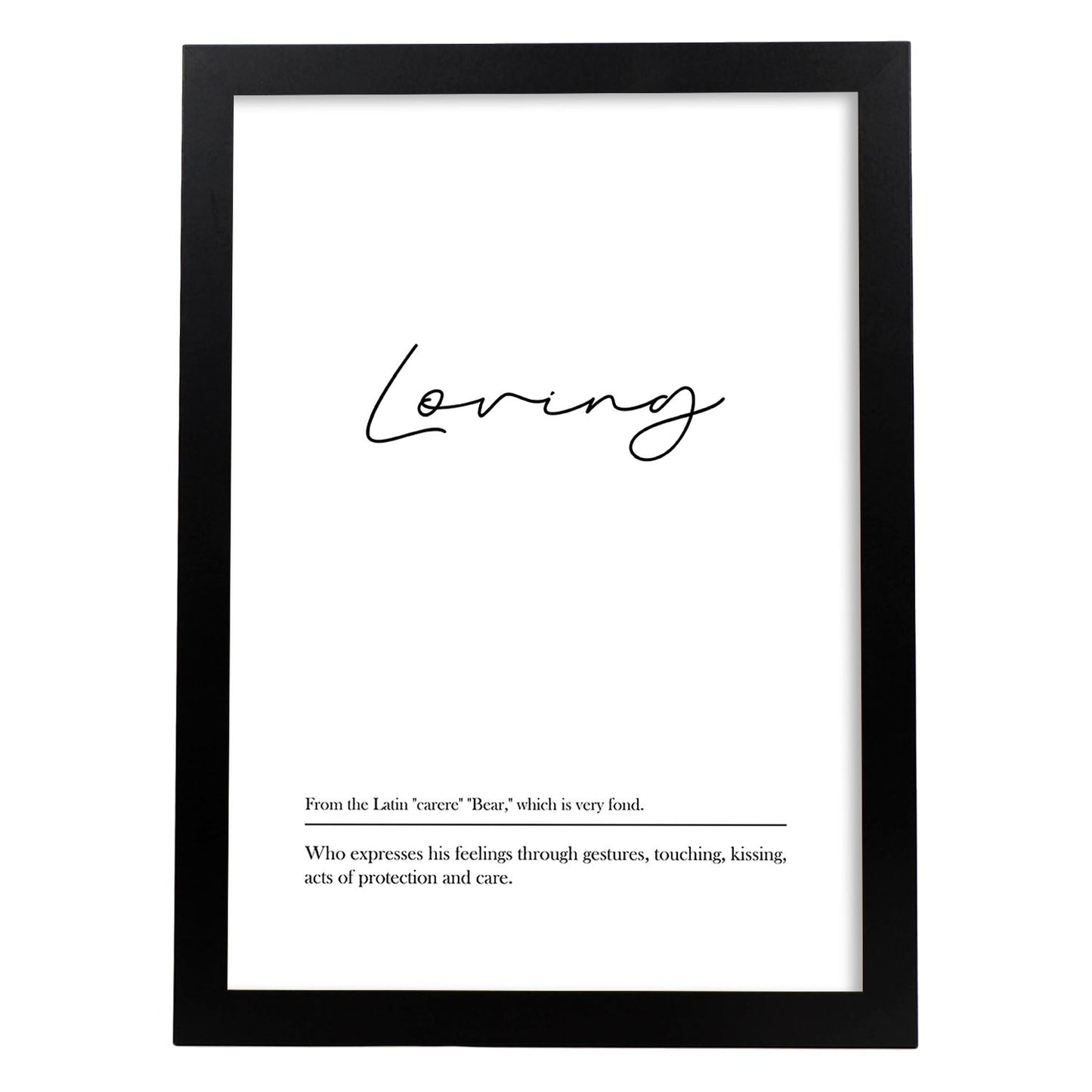 Lámina con definicion en inglés de Loving. Poster de palabras con definiciones.-Artwork-Nacnic-A3-Marco Negro-Nacnic Estudio SL