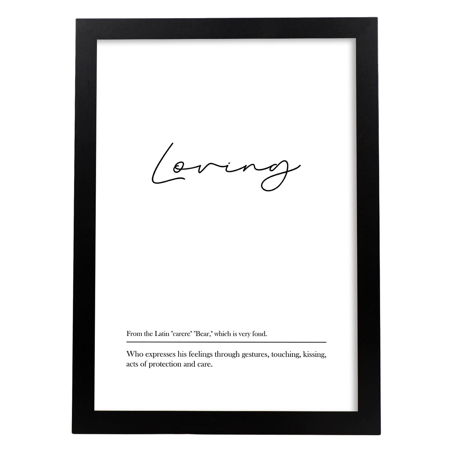 Lámina con definicion en inglés de Loving. Poster de palabras con definiciones.-Artwork-Nacnic-A3-Marco Negro-Nacnic Estudio SL