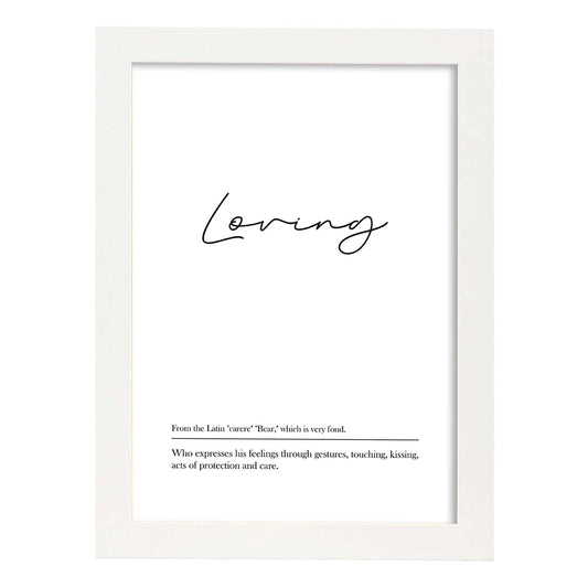 Lámina con definicion en inglés de Loving. Poster de palabras con definiciones.-Artwork-Nacnic-A4-Marco Blanco-Nacnic Estudio SL