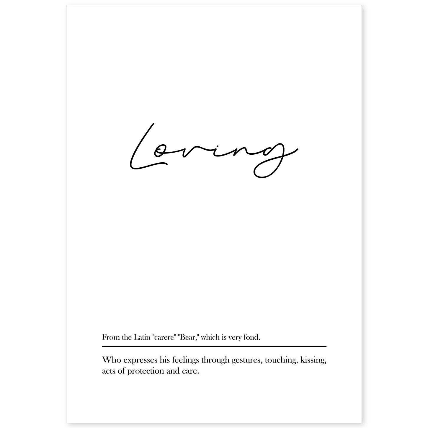 Lámina con definicion en inglés de Loving. Poster de palabras con definiciones.-Artwork-Nacnic-A4-Sin marco-Nacnic Estudio SL
