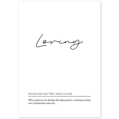 Lámina con definicion en inglés de Loving. Poster de palabras con definiciones.-Artwork-Nacnic-A4-Sin marco-Nacnic Estudio SL