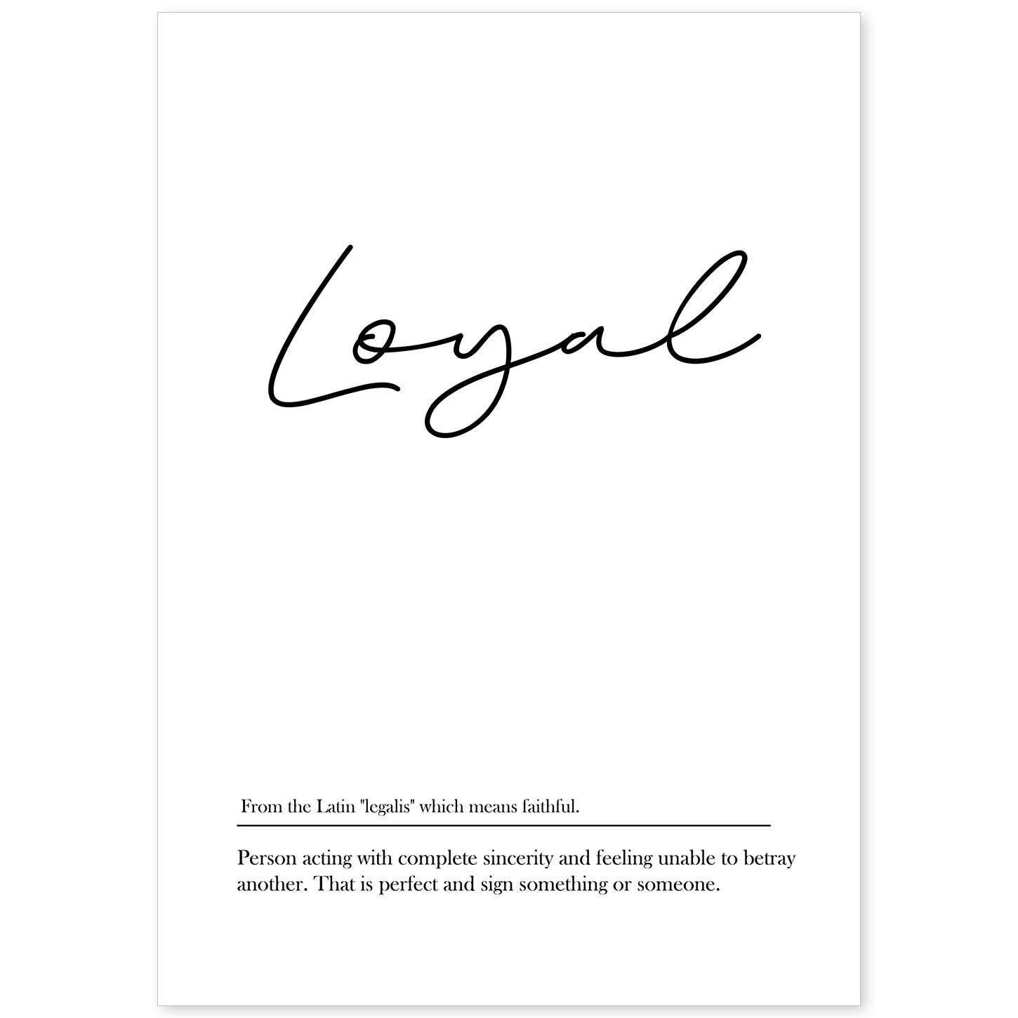 Lámina con definicion en inglés de Loyal. Poster de palabras con definiciones.-Artwork-Nacnic-A4-Sin marco-Nacnic Estudio SL