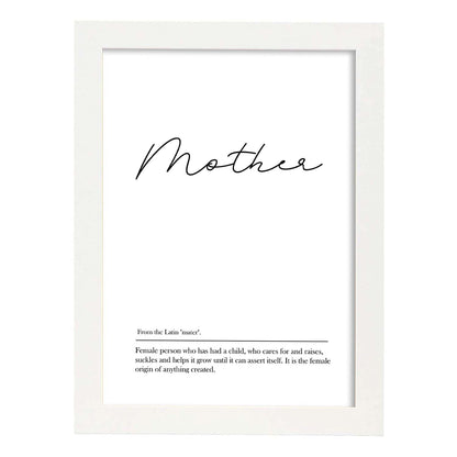 Lámina con definicion en inglés de Mother. Poster de palabras con definiciones.-Artwork-Nacnic-A4-Marco Blanco-Nacnic Estudio SL