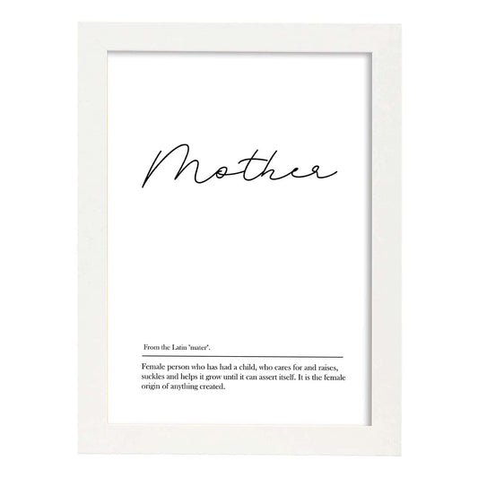 Lámina con definicion en inglés de Mother. Poster de palabras con definiciones.-Artwork-Nacnic-A4-Marco Blanco-Nacnic Estudio SL