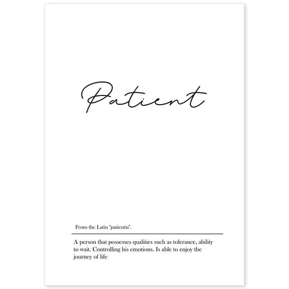 Lámina con definicion en inglés de Patient. Poster de palabras con definiciones.-Artwork-Nacnic-A4-Sin marco-Nacnic Estudio SL