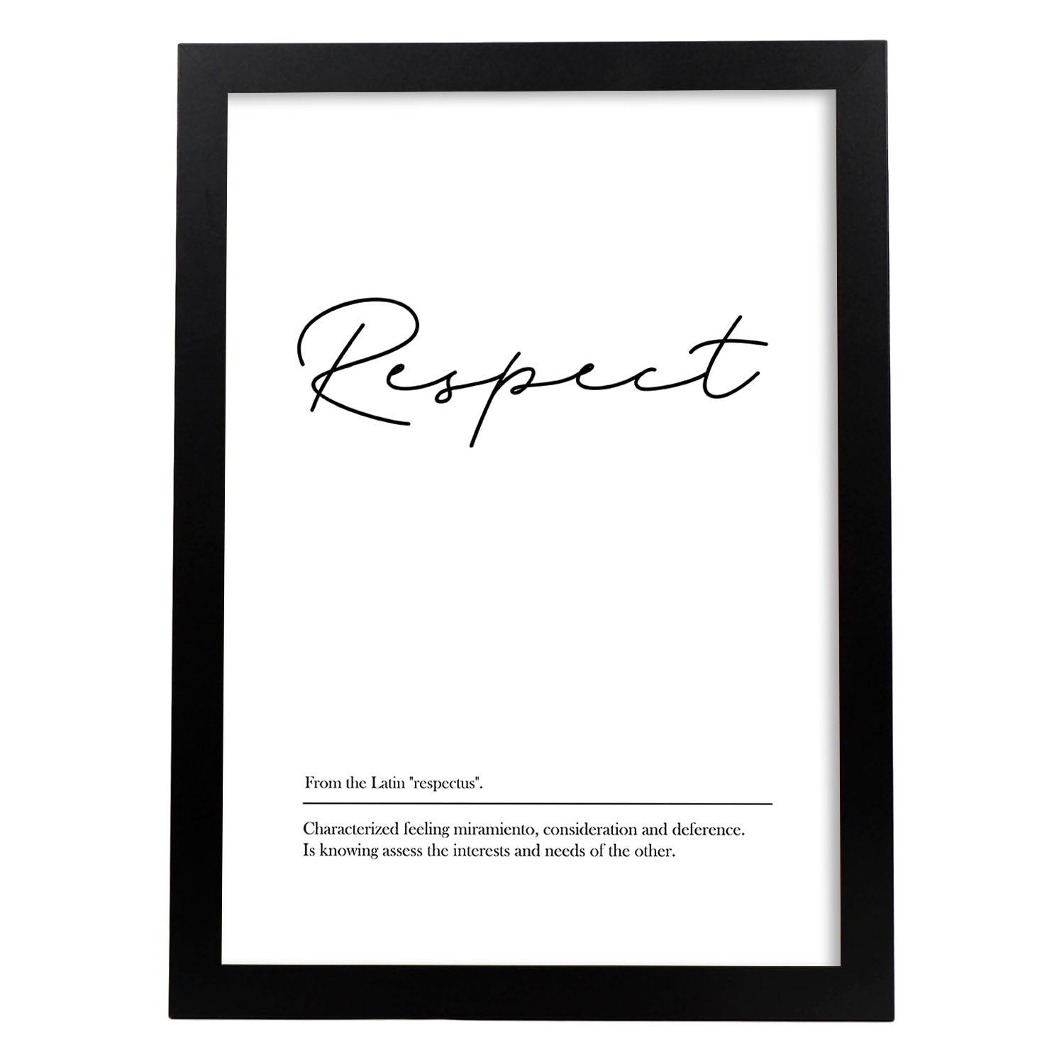 Lámina con definicion en inglés de Respect. Poster de palabras con definiciones.-Artwork-Nacnic-A3-Marco Negro-Nacnic Estudio SL
