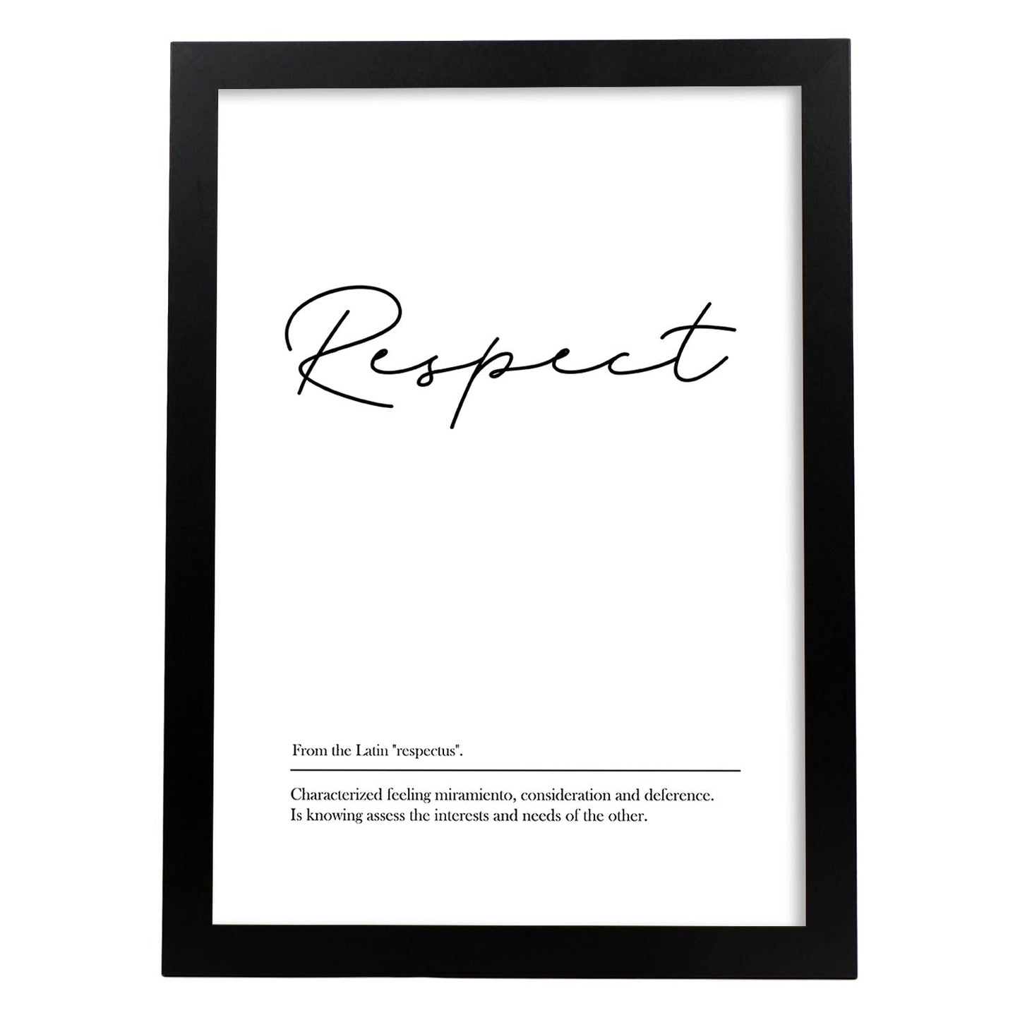 Lámina con definicion en inglés de Respect. Poster de palabras con definiciones.-Artwork-Nacnic-A4-Marco Negro-Nacnic Estudio SL