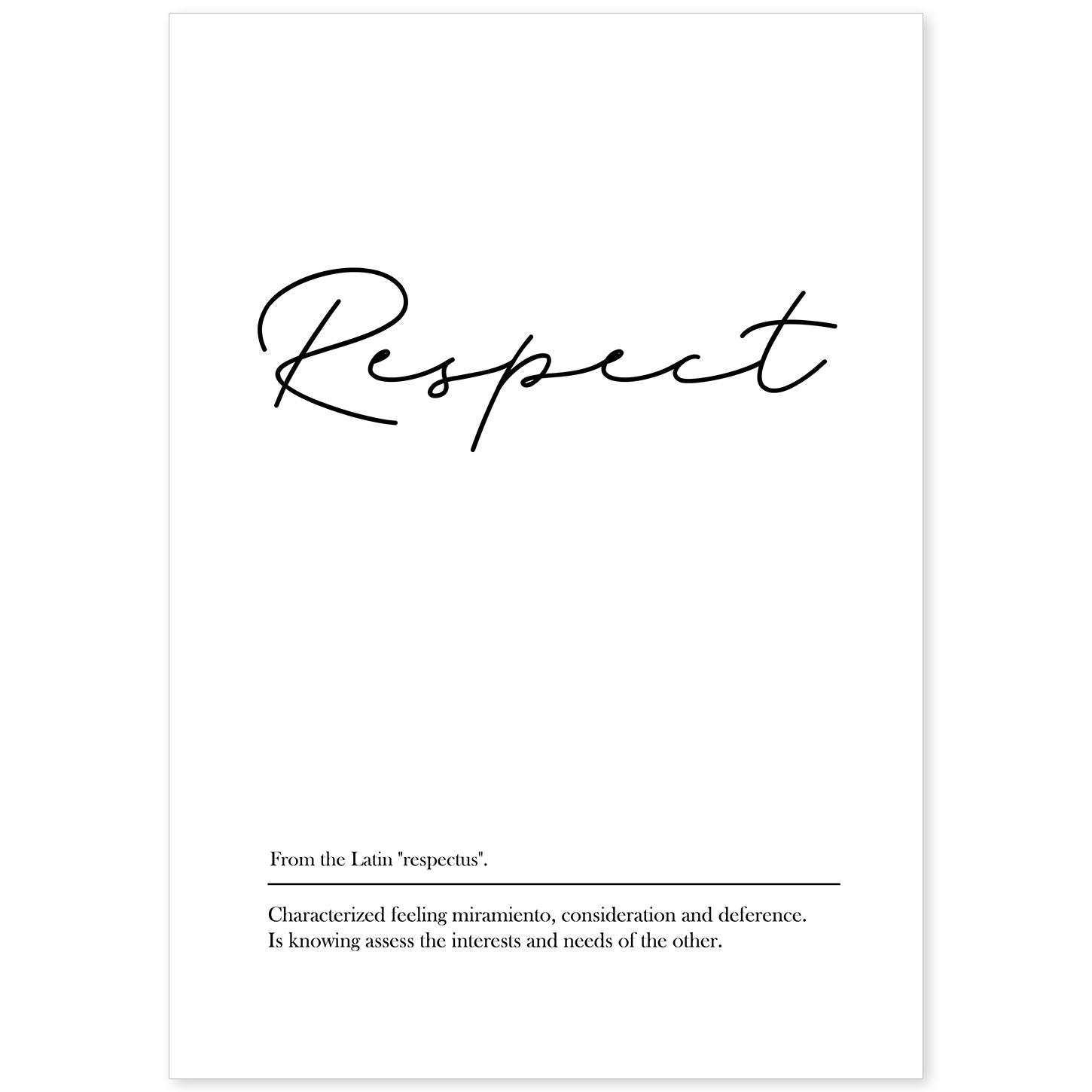 Lámina con definicion en inglés de Respect. Poster de palabras con definiciones.-Artwork-Nacnic-A4-Sin marco-Nacnic Estudio SL