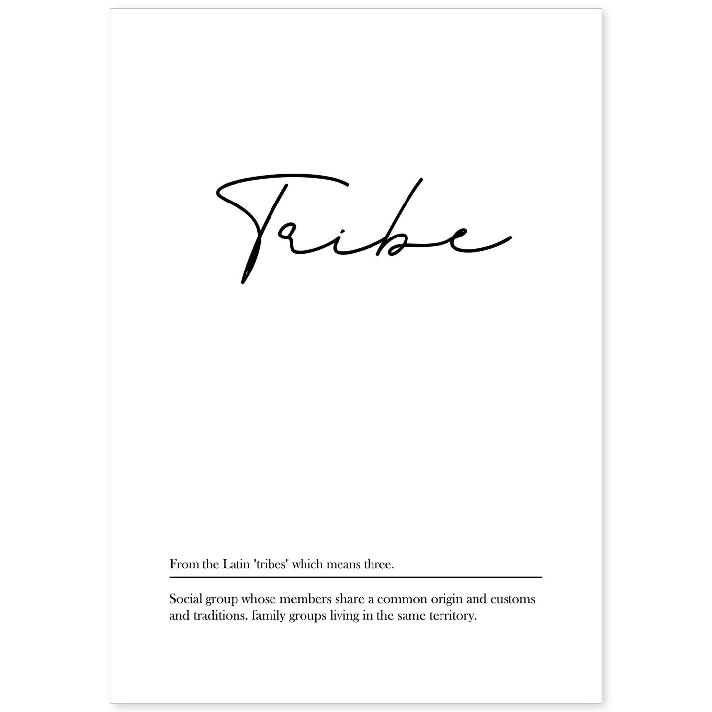 Lámina con definicion en inglés de Tribe. Poster de palabras con definiciones.-Artwork-Nacnic-A4-Sin marco-Nacnic Estudio SL