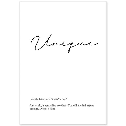 Lámina con definicion en inglés de Unique. Poster de palabras con definiciones.-Artwork-Nacnic-A4-Sin marco-Nacnic Estudio SL