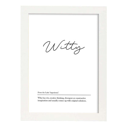 Lámina con definicion en inglés de Witty. Poster de palabras con definiciones.-Artwork-Nacnic-A4-Marco Blanco-Nacnic Estudio SL