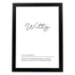 Lámina con definicion en inglés de Witty. Poster de palabras con definiciones.-Artwork-Nacnic-A4-Marco Negro-Nacnic Estudio SL