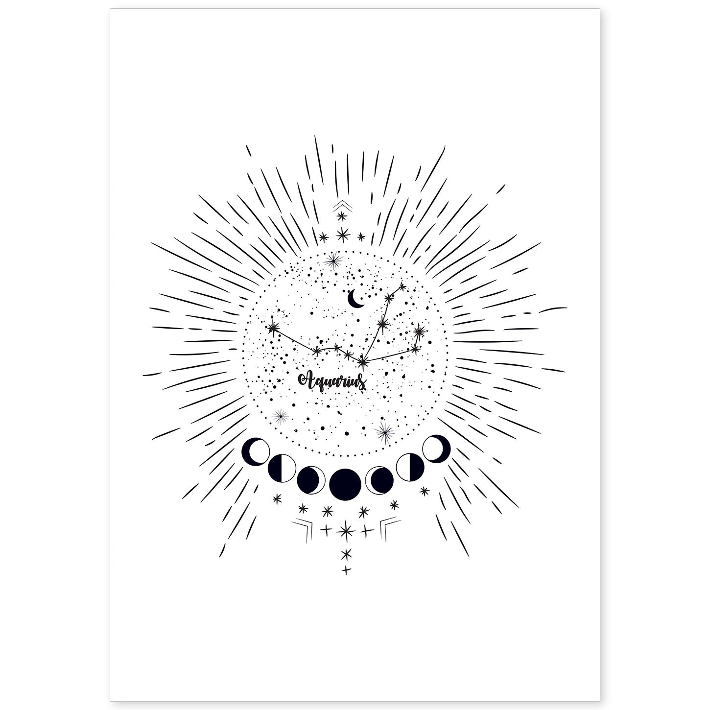 Lamina con la constelación Acuario. Poster con símbolo del zodiaco en y fondo blanco-Artwork-Nacnic-A4-Sin marco-Nacnic Estudio SL