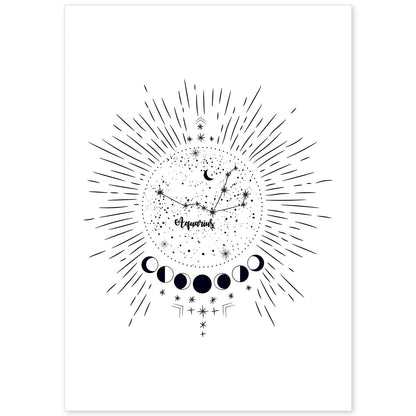 Lamina con la constelación Acuario. Poster con símbolo del zodiaco en y fondo blanco-Artwork-Nacnic-A4-Sin marco-Nacnic Estudio SL