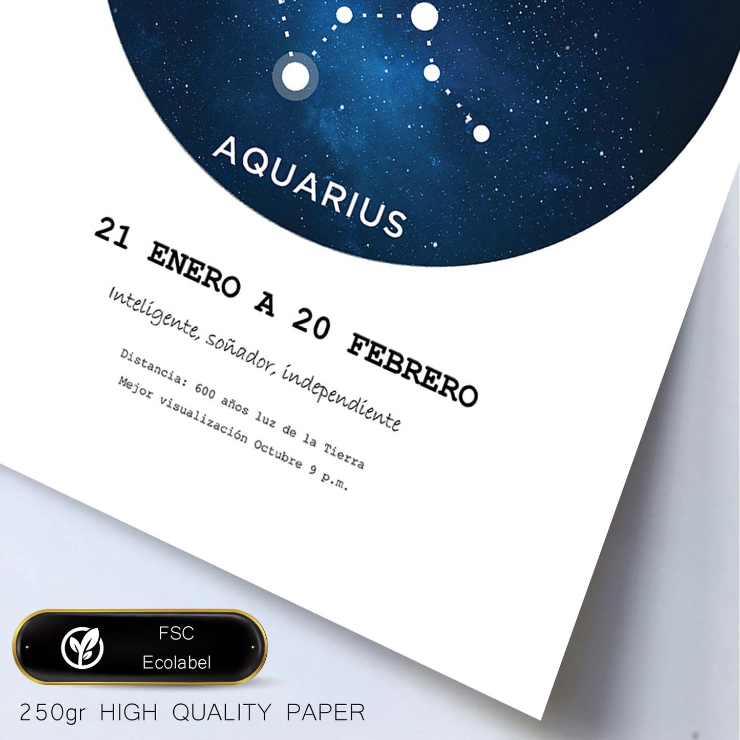 Lamina con la constelación Aquarius. Poster con símbolo del zodiaco en y fondo blanco-Artwork-Nacnic-Nacnic Estudio SL