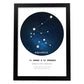 Lamina con la constelación Aquarius. Poster con símbolo del zodiaco en y fondo blanco-Artwork-Nacnic-A4-Marco Negro-Nacnic Estudio SL
