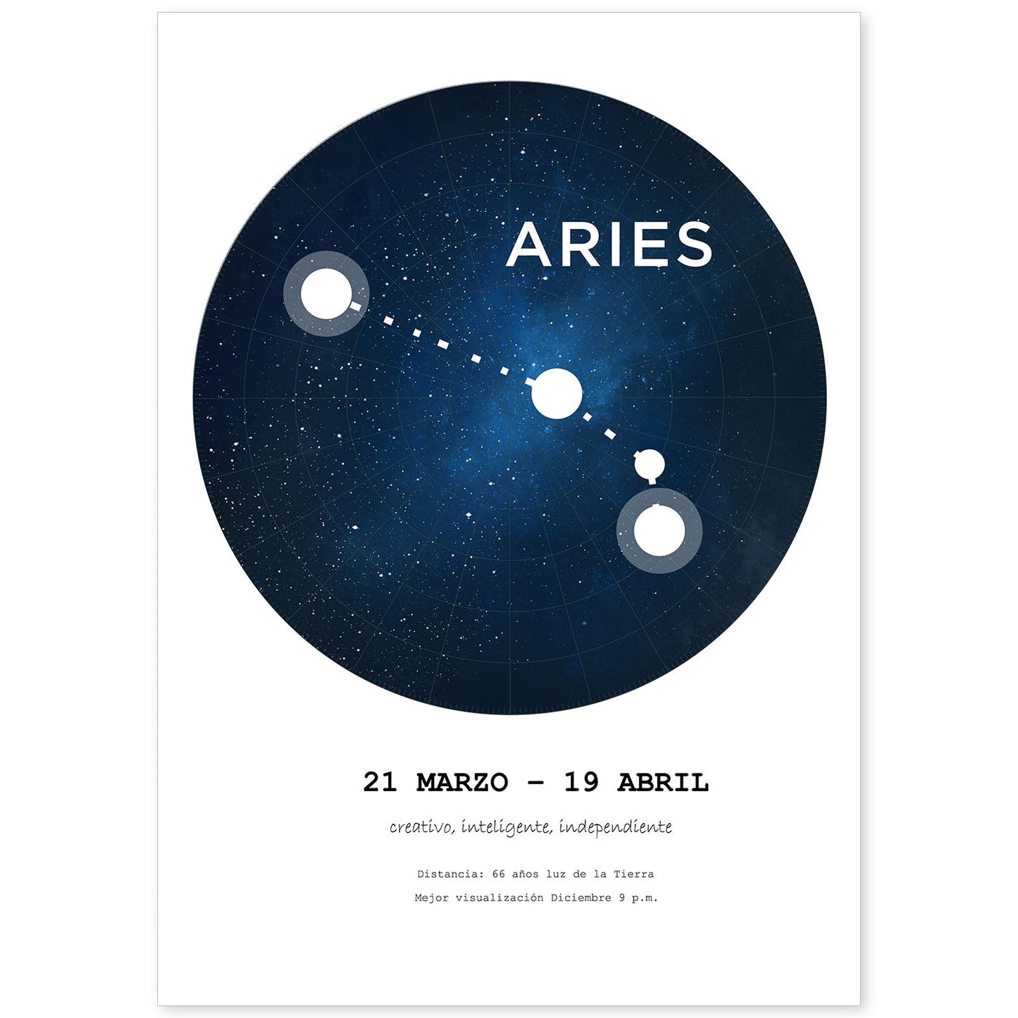 Lamina con la constelación Aries. Poster con símbolo del zodiaco en y fondo blanco-Artwork-Nacnic-A4-Sin marco-Nacnic Estudio SL