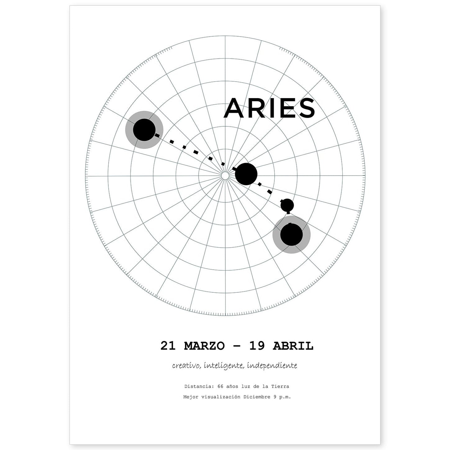 Lamina con la constelación Aries. Poster con símbolo del zodiaco en y fondo del cielo estrellado-Artwork-Nacnic-A4-Sin marco-Nacnic Estudio SL