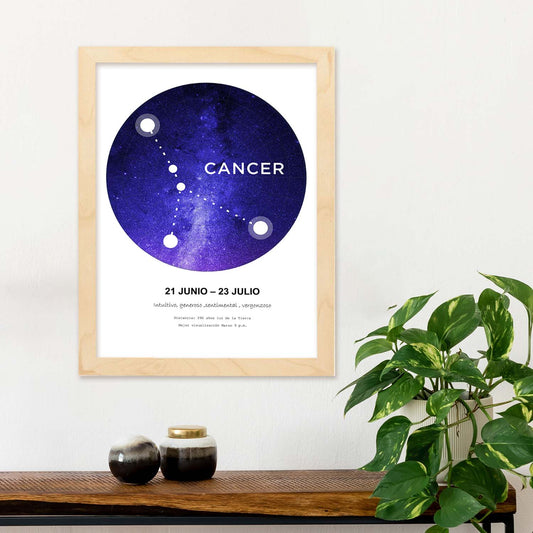 Lamina con la constelación Cancer. Poster con símbolo del zodiaco en y fondo blanco-Artwork-Nacnic-Nacnic Estudio SL