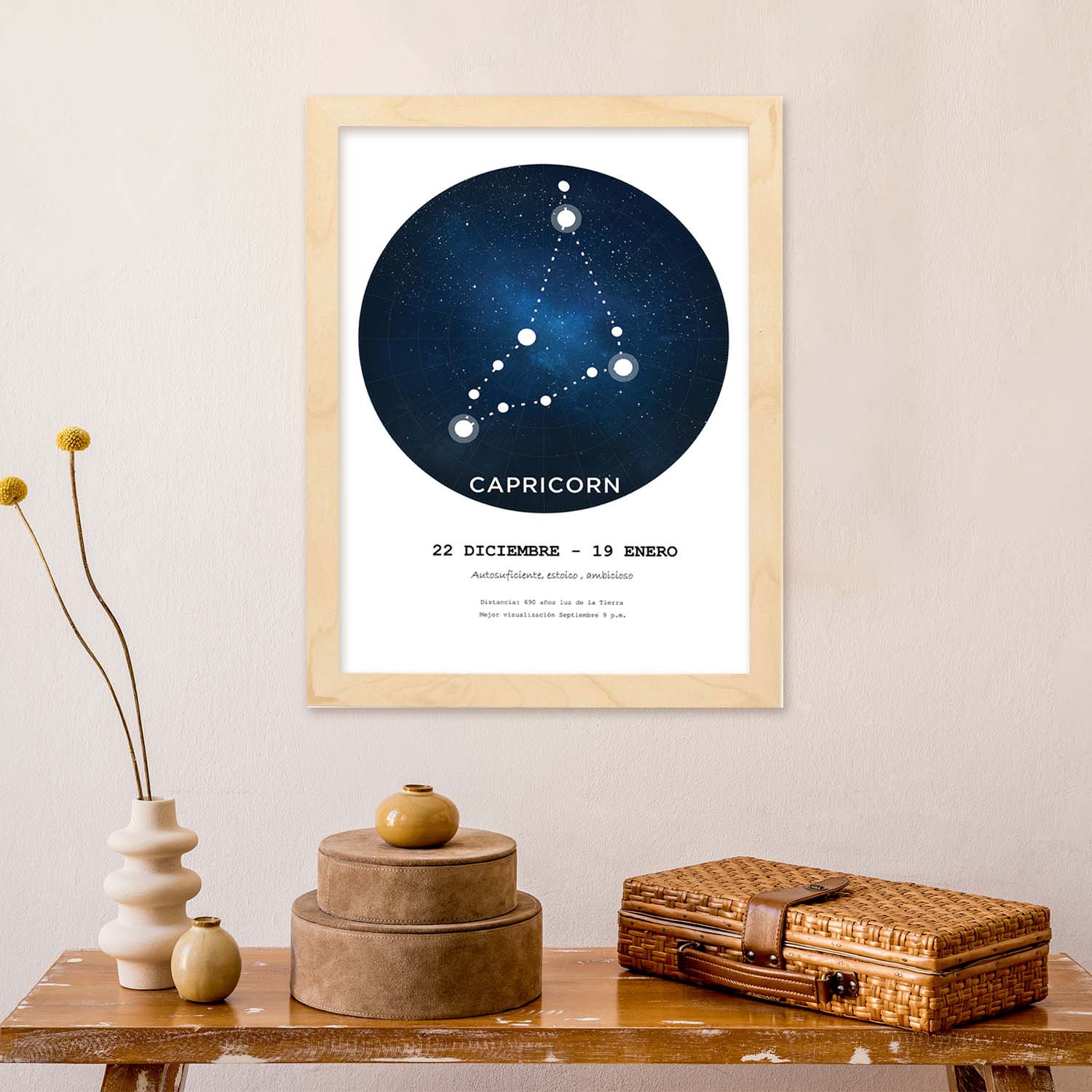 Lamina con la constelación Capricorn. Poster con símbolo del zodiaco en y fondo blanco-Artwork-Nacnic-Nacnic Estudio SL