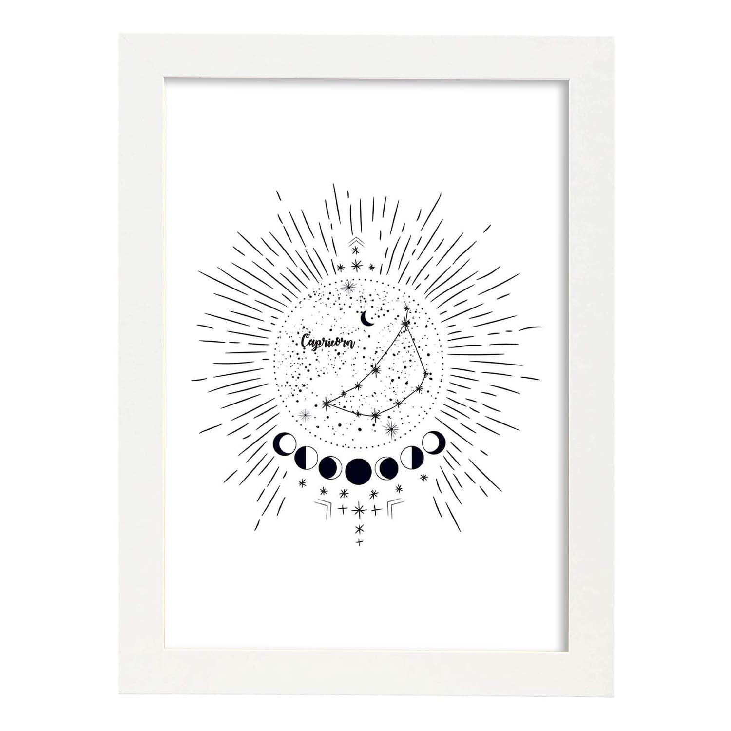 Lamina con la constelación Capricornio. Poster con símbolo del zodiaco en y fondo blanco-Artwork-Nacnic-A3-Marco Blanco-Nacnic Estudio SL